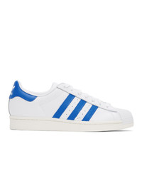 adidas Originals White And Blue Sneakers