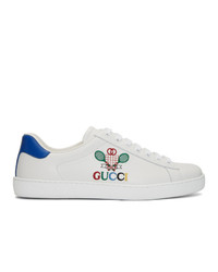 Gucci White And Blue Tennis New Ace Sneakers