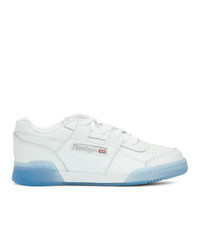 Reebok Classics White And Blue Workout Plus Mu Sneakers
