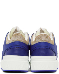 Balmain White Blue B Court Sneakers