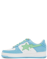 BAPE White Blue Sk8 Sta Low Top Sneakers