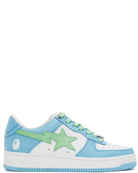 BAPE White Blue Sk8 Sta Low Top Sneakers