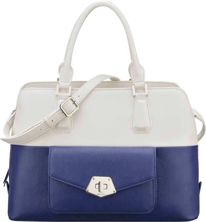 White and Blue Leather Satchel Bag: Nine West Rock And Lock Satchel ...