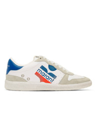 Isabel Marant White And Blue Bulian Sneakers
