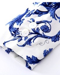 ChicNova Blue And White Porcelain Print Blazer