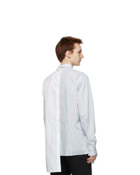Lanvin White And Blue Asymmetrical Patchwork Shirt
