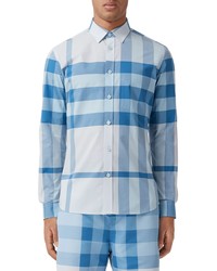 Burberry Check Stretch Button Up Shirt In Sky Blue Ip Chk At Nordstrom