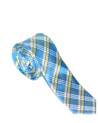 White and Blue Plaid Tie