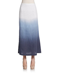 White and Blue Pleated Maxi Skirt