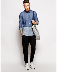 Asos Shirt In Long Sleeve With Contrast Polka Dot Panel