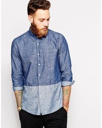 Asos Shirt In Long Sleeve With Contrast Polka Dot Panel