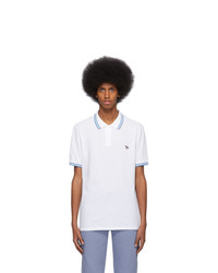 Ps By Paul Smith White And Blue Zebra Polo