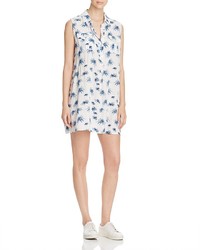 White and Blue Print Casual Dress
