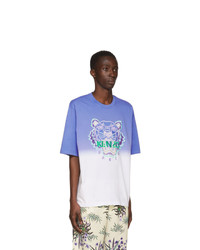 Kenzo Blue And White Dip Dyed Tiger T Shirt