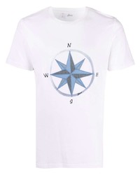 Brioni Compass Rose Print Cotton T Shirt