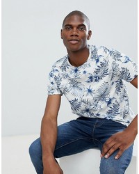 Burton Menswear Floral Print T Shirt In Ecru