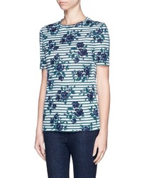 Nobrand Kara Floral Stripe Linen T Shirt