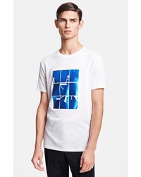 Lanvin Iridescent Logo Crewneck T Shirt White Blue Medium