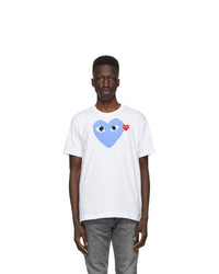 Comme Des Garcons Play White And Blue Big Heart T Shirt