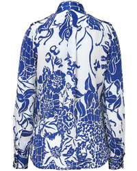 Emilio Pucci Bluewhite Printed Silk Shirt