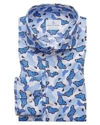 Emanuel Berg Modern Fit Stretch Butterfly Print Dress Shirt