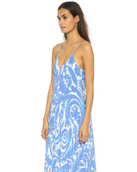 Charlie Jade Blue Waves Silk Maxi Dress