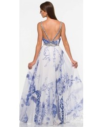 Terani Couture Printed Chiffon Prom Gown