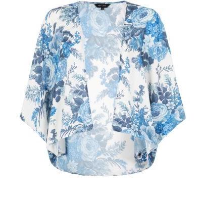Exclusives New Look Blue And White Floral Kimono, $26 | New Look ...