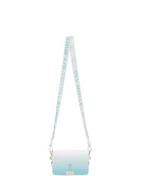 White and Blue Print Leather Crossbody Bag