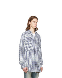 Faith Connexion Blue And White Tweed Oversized Shirt