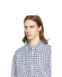 Faith Connexion Blue And White Tweed Oversized Shirt