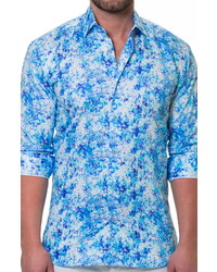 Maceoo Luxor Noisy Blue Cotton Button Up Shirt