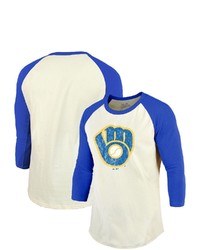 Majestic Threads Creamroyal Milwaukee Brewers Cooperstown Collection Raglan 34 Sleeve T Shirt At Nordstrom