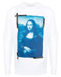Off-White Monalisa Print Long Sleeve Cotton T Shirt