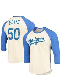 Majestic Threads Mookie Betts Royal Los Angeles Dodgers Softhand Name Number Raglan 34 Sleeve T Shirt