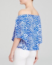 Olivaceous Top Off The Shoulder Tribal Print