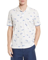 Ted Baker London Narford Print Pique Polo In White At Nordstrom