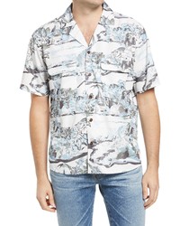 Outerknown Backyard Palms Print Short Sleeve Button Up Camp Shirt