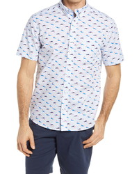 Johnston & Murphy Shark Print Short Sleeve Shirt