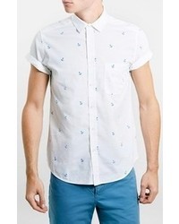 Topman Short Sleeve Anchor Print Shirt