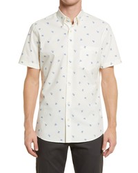 Nordstrom Tech  Fit Grape Print Short Sleeve Button Up Shirt