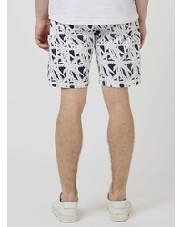 Nicce Navy And White Palm Print Shorts