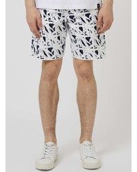 Nicce Navy And White Palm Print Shorts