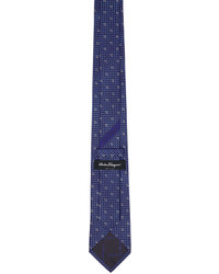 Ferragamo Navy Blue Gancini Print Tie