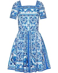 Dolce & Gabbana Majolica Print Cotton Poplin Dress