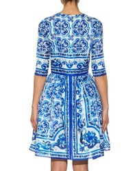 Dolce & Gabbana Majolica Print Silk Organza Dress