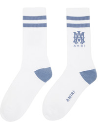Amiri White Blue Ribbed Ma Socks
