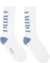 Amiri White Blue Vertical Core Socks