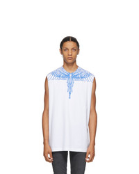 Marcelo Burlon County of Milan White And Blue Pictorial Wings Sleeveless T Shirt