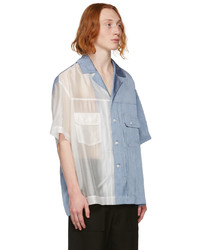 Feng Chen Wang Blue White Semi Sheer Shirt